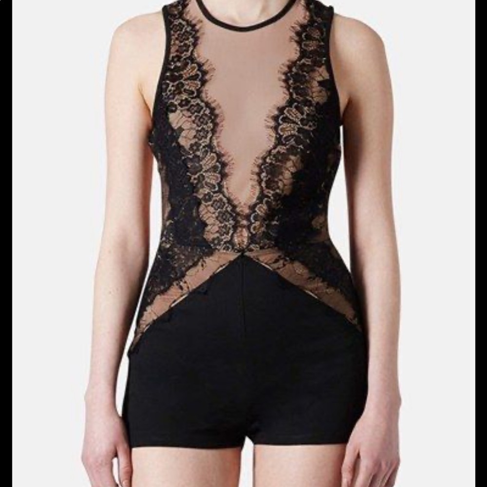 Top shop sheer lace romper size is 4